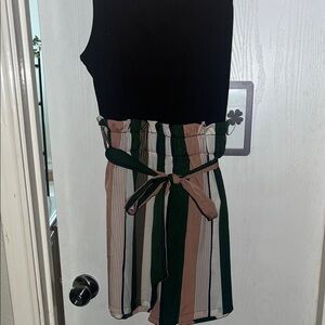 Womens Romper Striped Skirt with Black Top